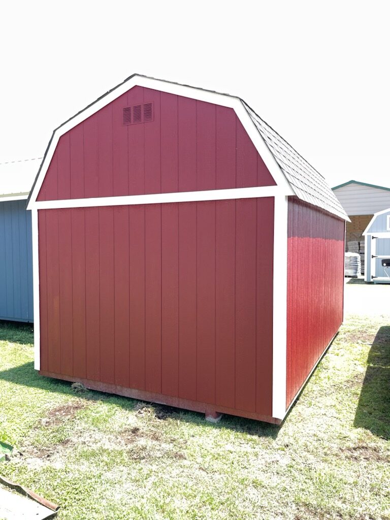 View of the back side of the 10x16 lofted barn 