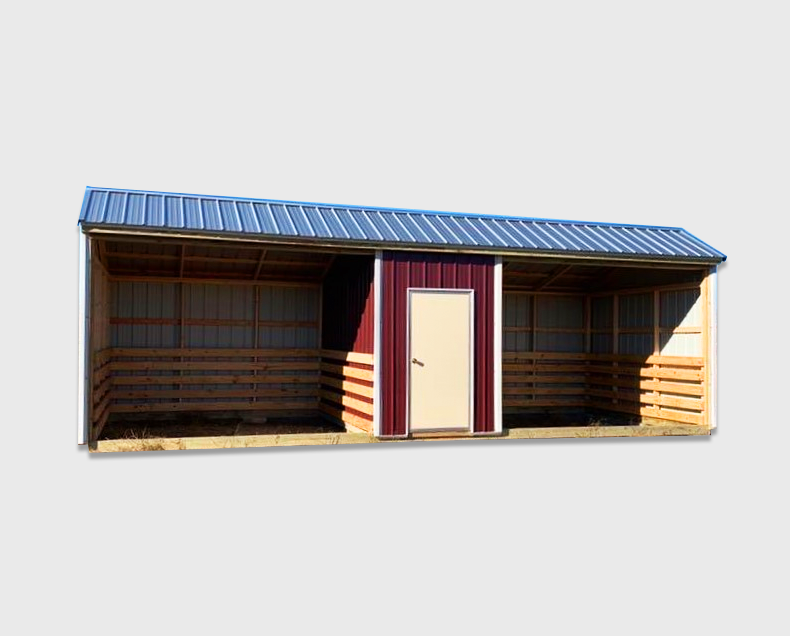 Farm-and-yard-central-texas-metal-shed-premium-loafing-run-in-shed-with-tack-room