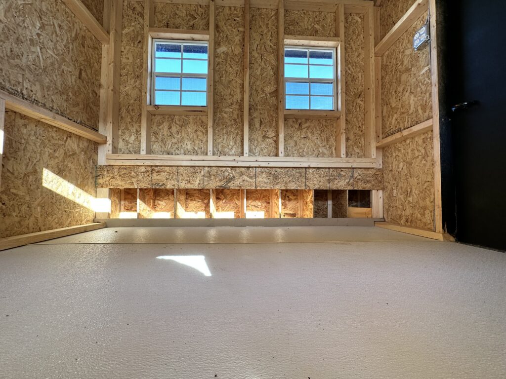 Glassboardfloor floor inside coop for easy cleanup