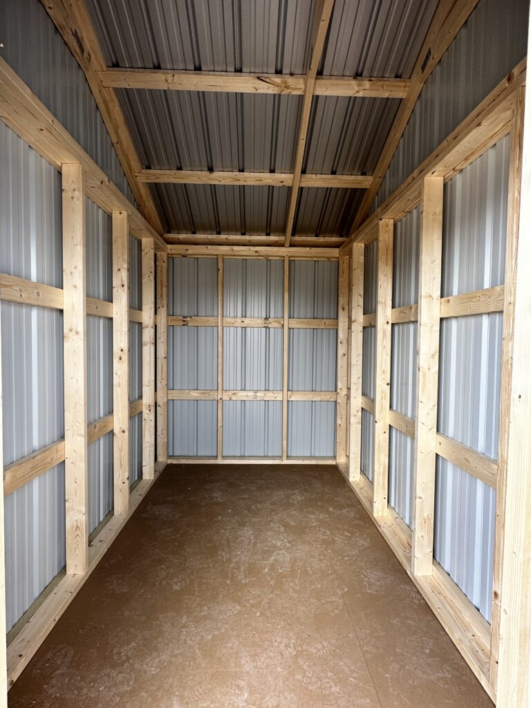 Interior view of the 6x10 tack room standing at the door