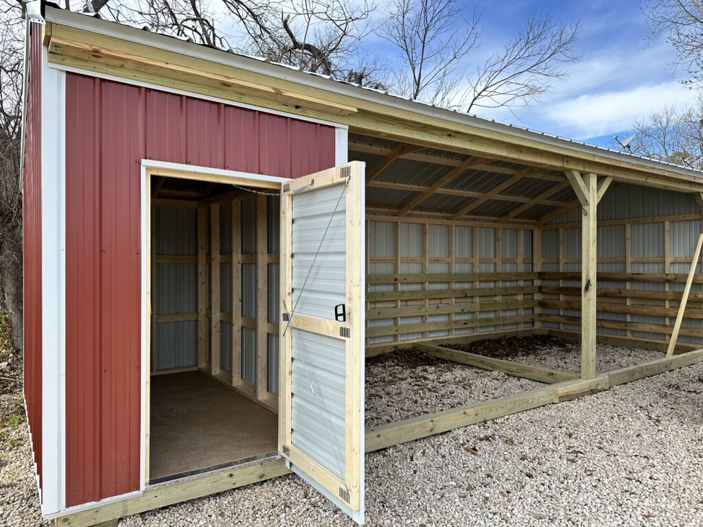 Front exterior view of the 10x28 Loafing Shed With Tack Room 