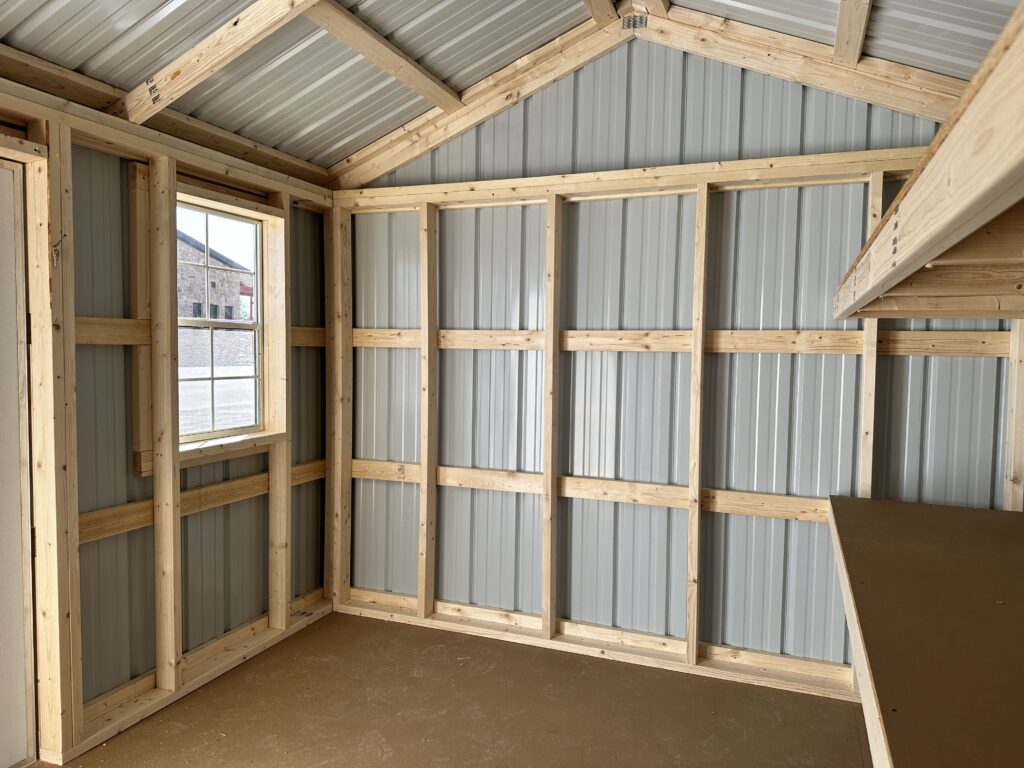 End view inside 10x12 Metal Shed 