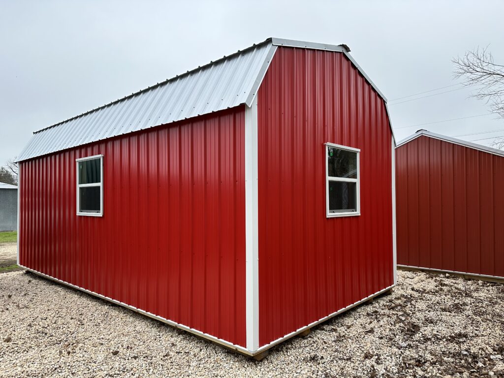 view of the back right corner of this 12x24 Metal Lofted Tall Barn