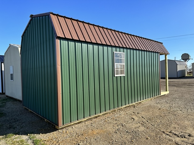 farm and yard metal lofted cabin shed with porch 1