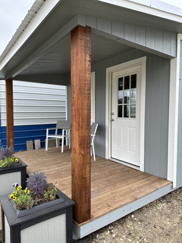 12" roof overhang on exterior of this 12x28 cottage 