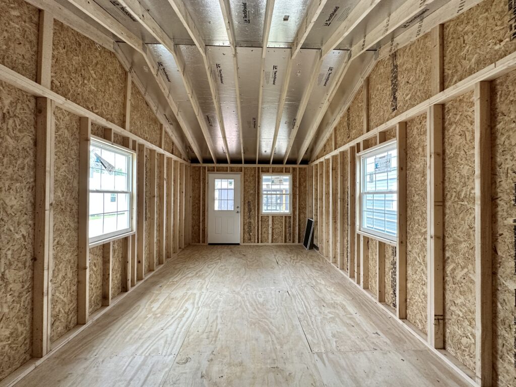 radiant barrier roof sheathing on the roof of 12x28 cottage