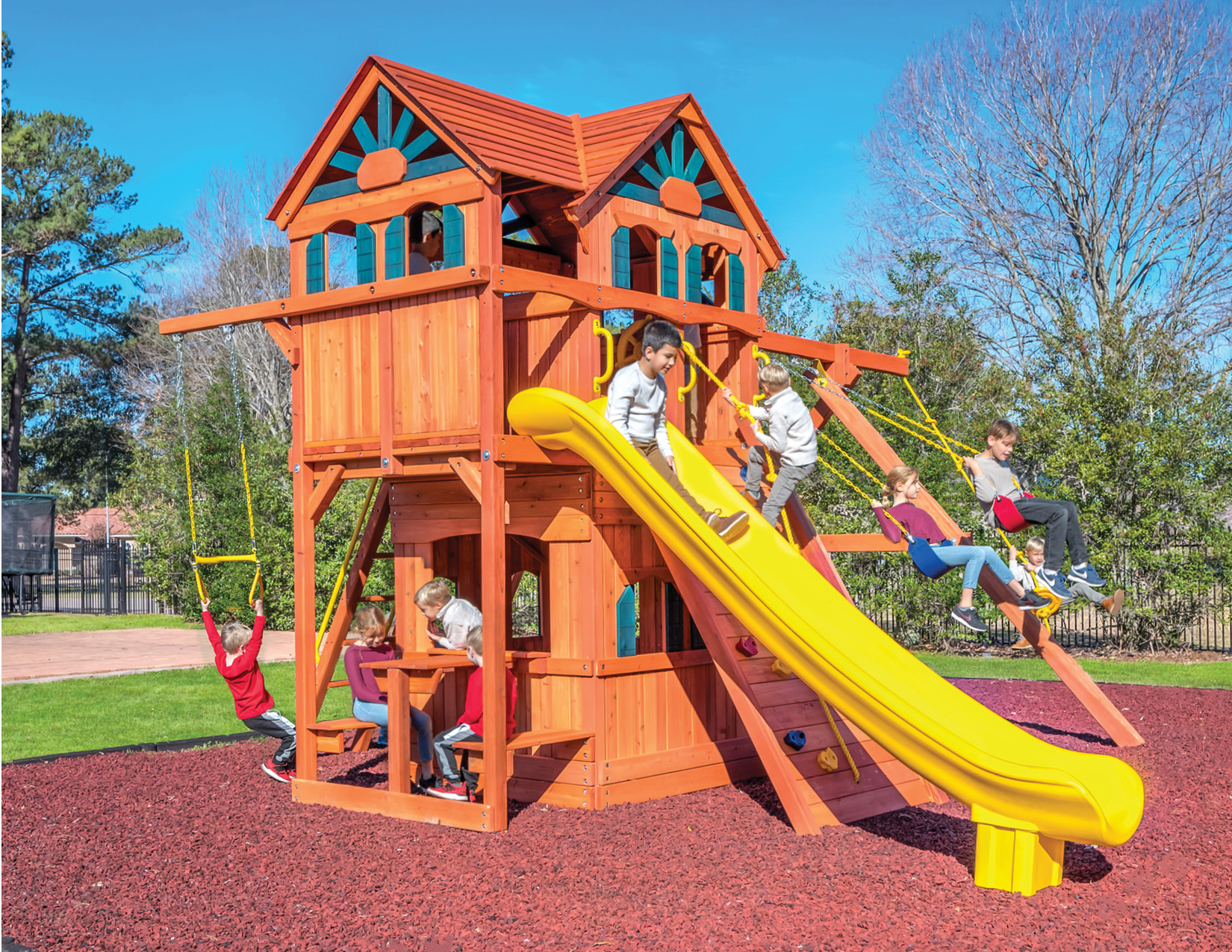 Farm-and-Yard-Central-Texas-Playset-Playground-Backyard-32-65MegaDeckFort-TreehousePlayhouse-2023