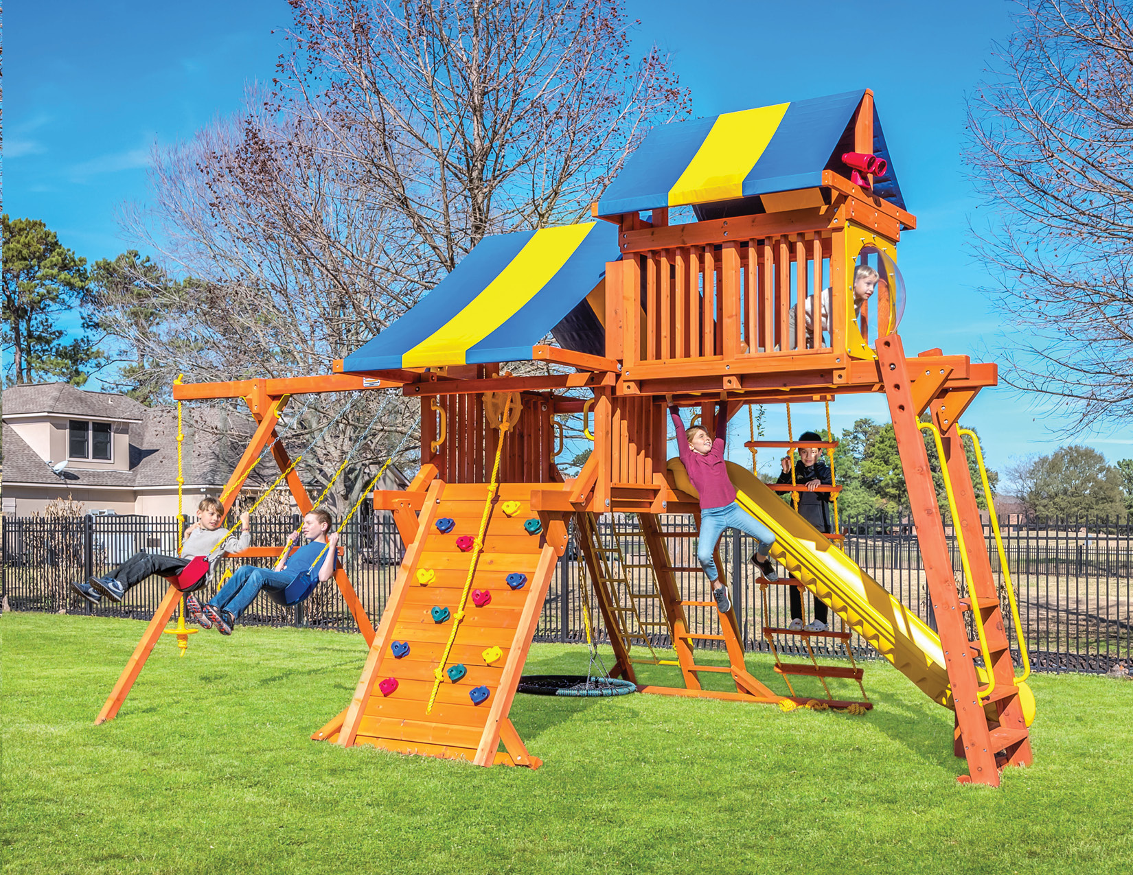 Farm-and-Yard-Central-Texas-Playset-Playground-Backyard-52-58JaguarPlaycenter-Config4Tarps-2023