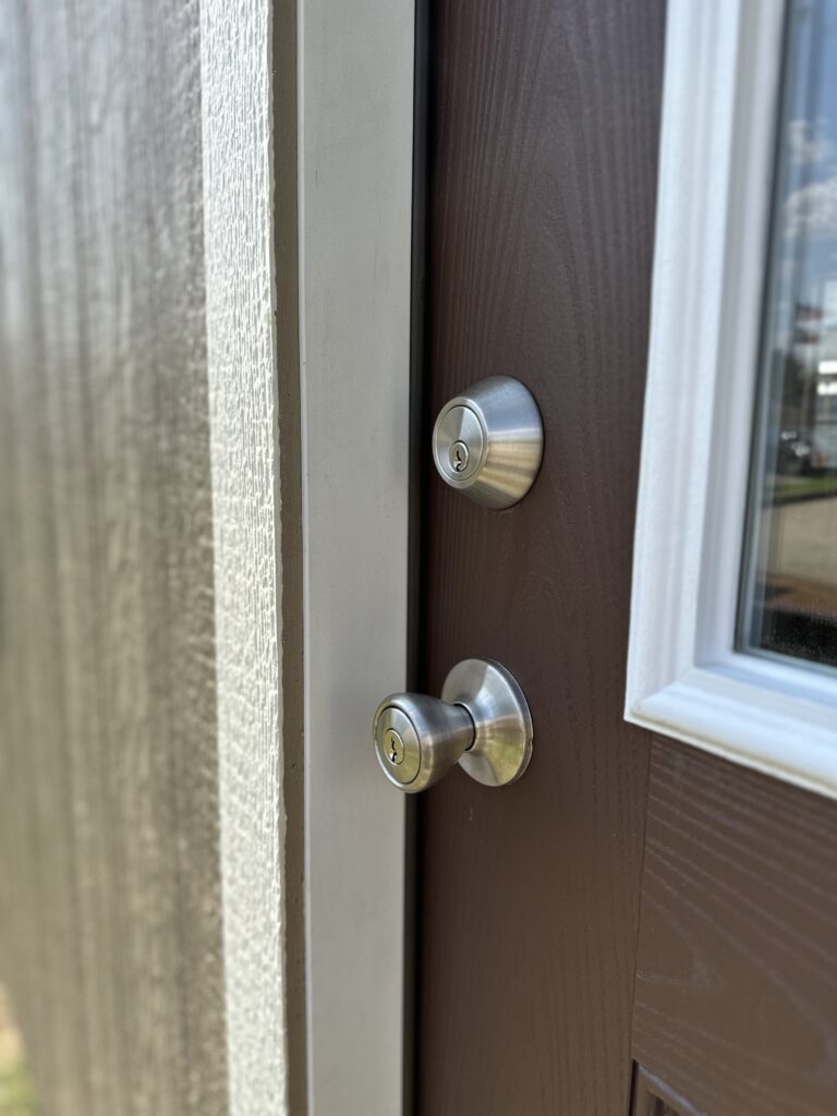 36" 9 lite door knob with lock and dead bolt 